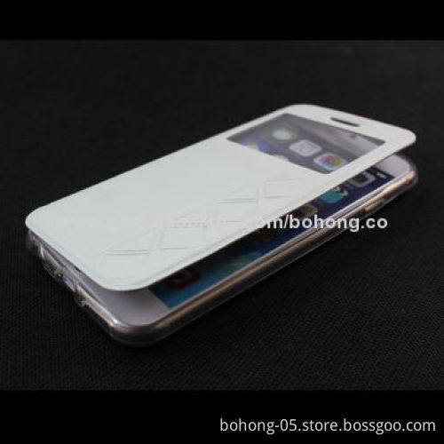 "十”press grain leather holder case with bottom PU for iPhone 6
